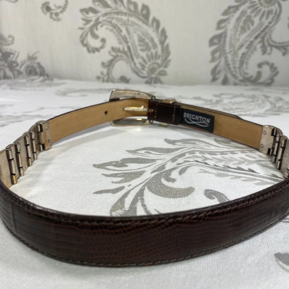 Brighton VINTAGE cowgirl MADE IN USA Belt Leather Silver Metal Faux Snake 40609‎